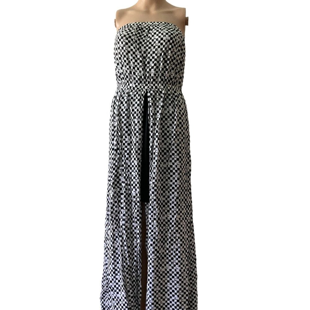 Marilyn Monroe Strapless Size M Checkered Maxi Dress